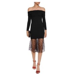 Michelle Mason off the shoulder Mini Dress.  Size small black